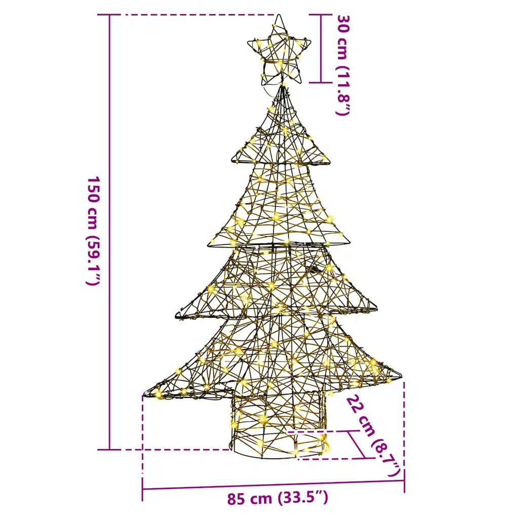 Albero di Natale con 120 LED-Luci decorative natalizie Bianco caldo 120 cm Rattan