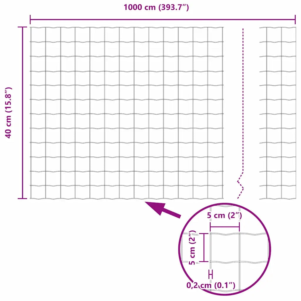 Recinzione Euro 0,4 x 10 m Ferro rivestito in PVC 42004618