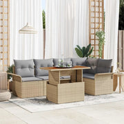 Set Divano da Giardino con cuscino 6 pcs beige e grigio chiaro
