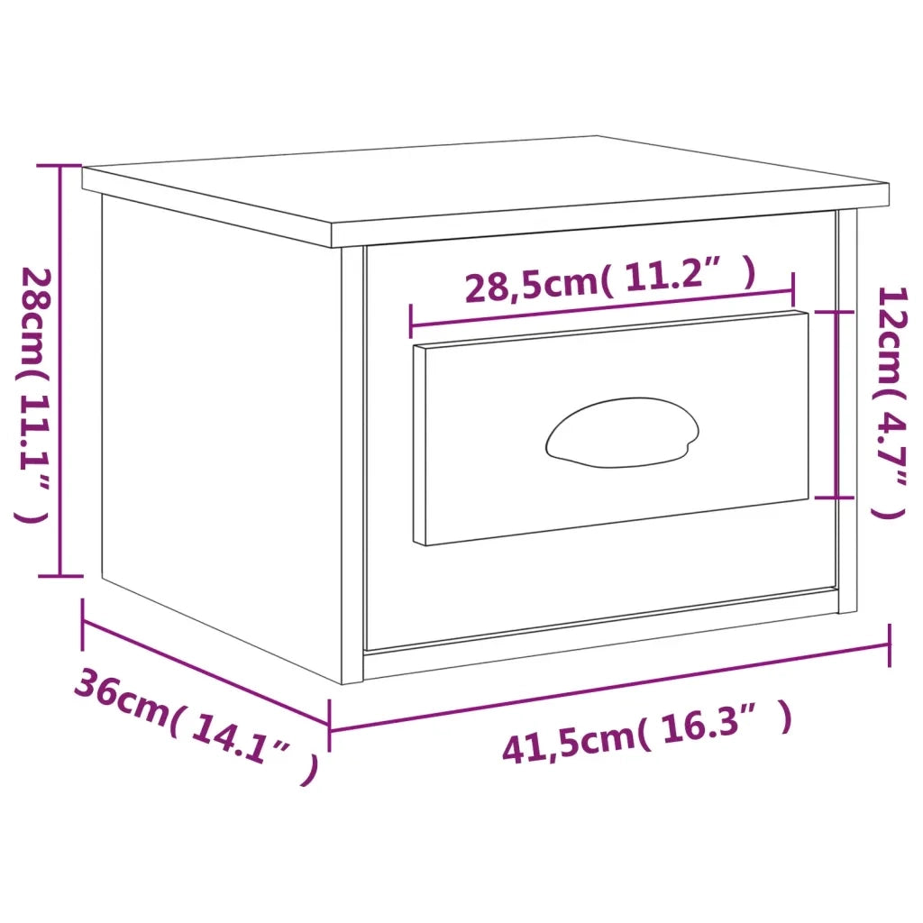 Comodino a Parete Nero 41,5x36x28 cm 816378