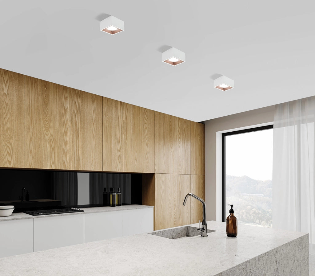 NASSO Soffitto 1 Luce  attacco GX53 Quadrata rame in gesso e alluminio 12x12cm