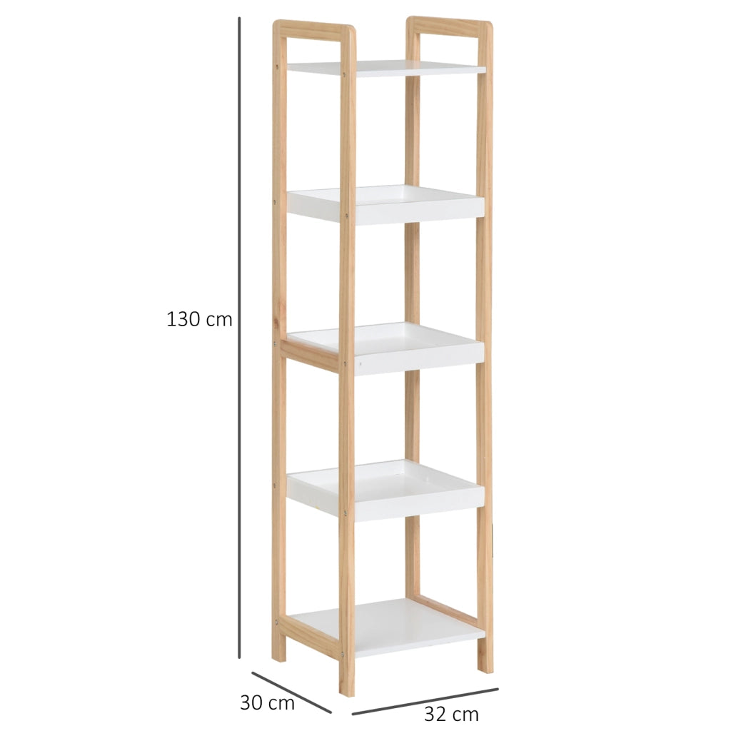 Etagere per Bagno in Bambu con Cestini ¨C Minimal ¨C 32x30x130 cm Bianco Beige