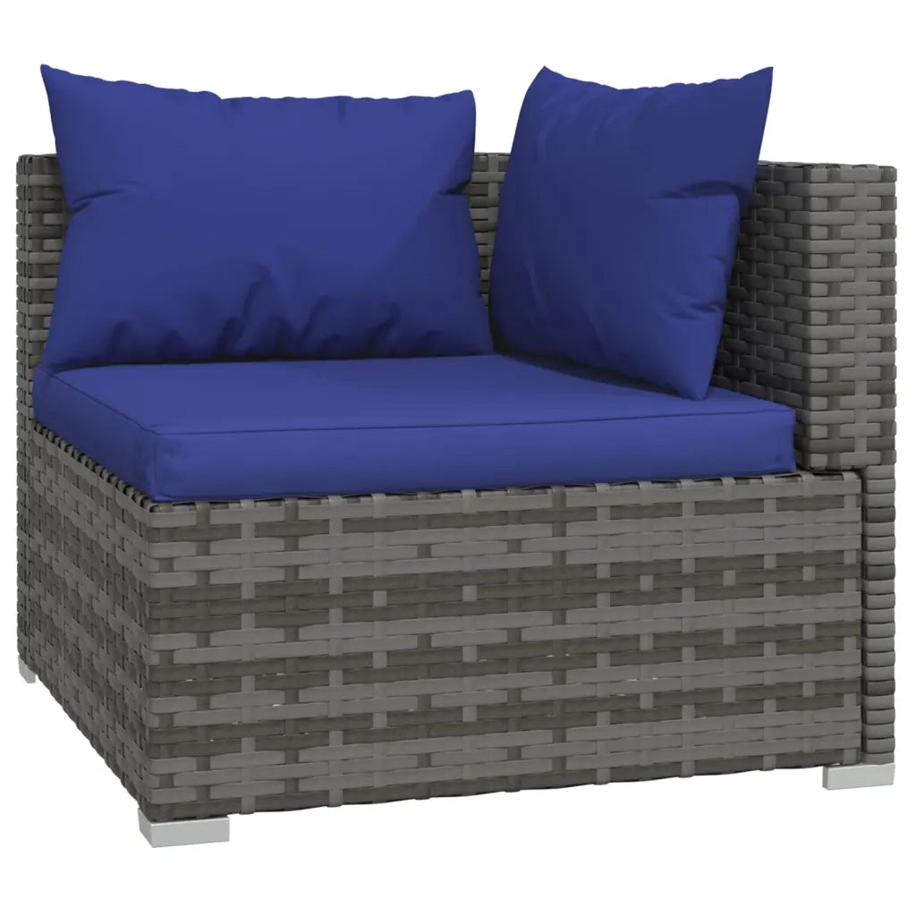 Divano a 3 Posti con Cuscini-Sofa 3 Posti con Cuscini in Polyrattan Grigio