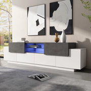 MOBILE TV con LED e ripiani in vetro 180x40x45 cm bianco e grigio