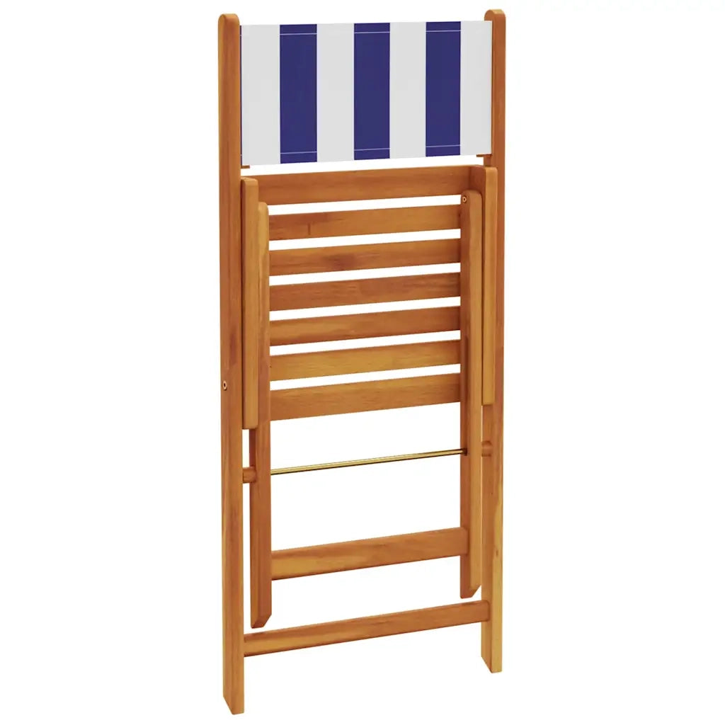 Sedie Bistr¨° 2 pz | Sedie da Esterno Blu e Bianco Legno Massello Acacia e Tessuto
