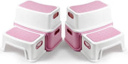 Sedia per Bambini, Sedia per Bagno, 2 Gradini, Sedia per Toilette, Toilette per Bambini (dalla Età di 1 Anno), Sedia per Bagno Anti-Scivolo e Anti-Slittamento, Sedia per Bagno, Toilette per Bambini (Lot di 2, Rosa)