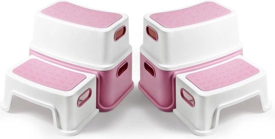 Sedia per Bambini, Sedia per Bagno, 2 Gradini, Sedia per Toilette, Toilette per Bambini (dalla Età di 1 Anno), Sedia per Bagno Anti-Scivolo e Anti-Slittamento, Sedia per Bagno, Toilette per Bambini (Lot di 2, Rosa)