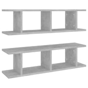 2 pz Mensole a Parete | Scaffale Parete | Ripiano a parete Grigio Cemento 75x18x20 cm in Multistrato