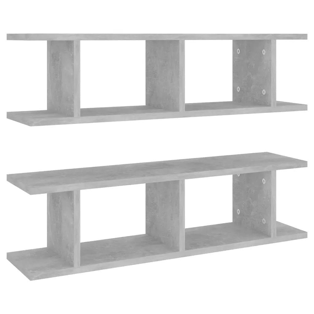2 pz Mensole a Parete | Scaffale Parete | Ripiano a parete Grigio Cemento 75x18x20 cm in Multistrato