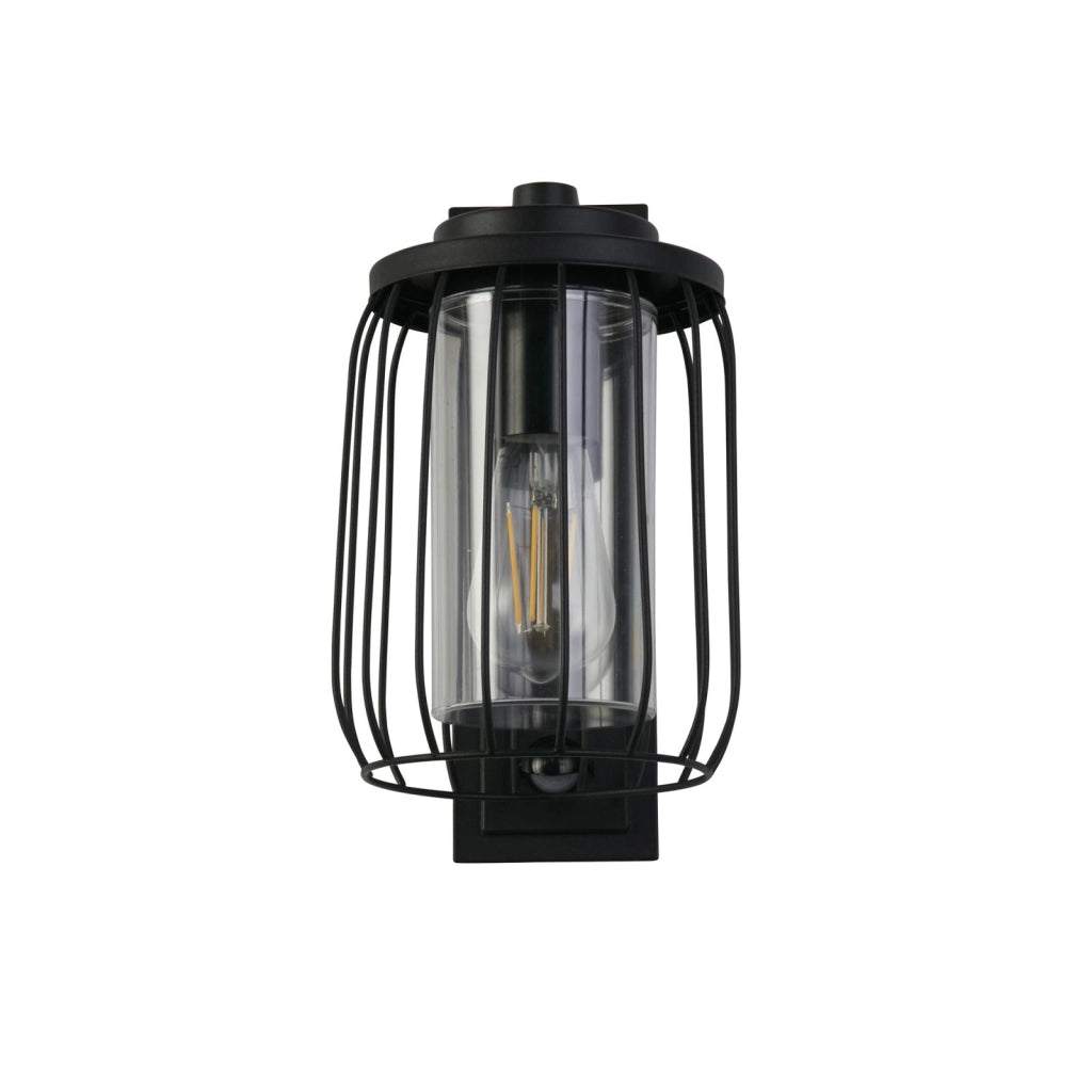 Lampada da parete Reed 1Lt con PIR, metallo nero e paralume in PC