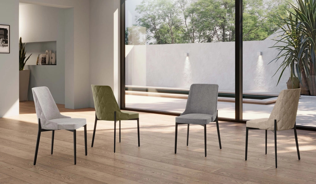 Sedia Ambra con seduta e schienale in tessuto easy-clean verde - Struttura e gambe in metallo resistente per casa e ufficio
