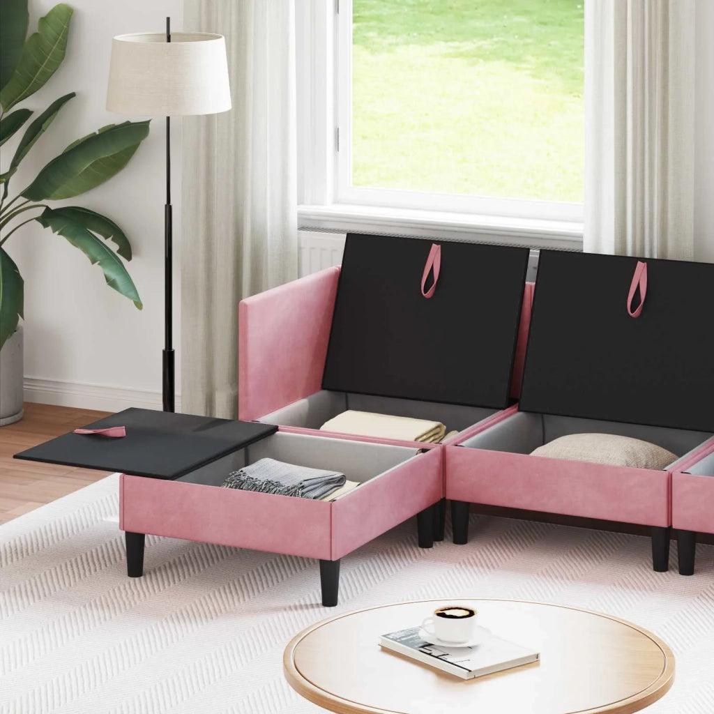 Set di mobili per il soggiorno con cuscino 6 pcs Rosa Velluto 3413747