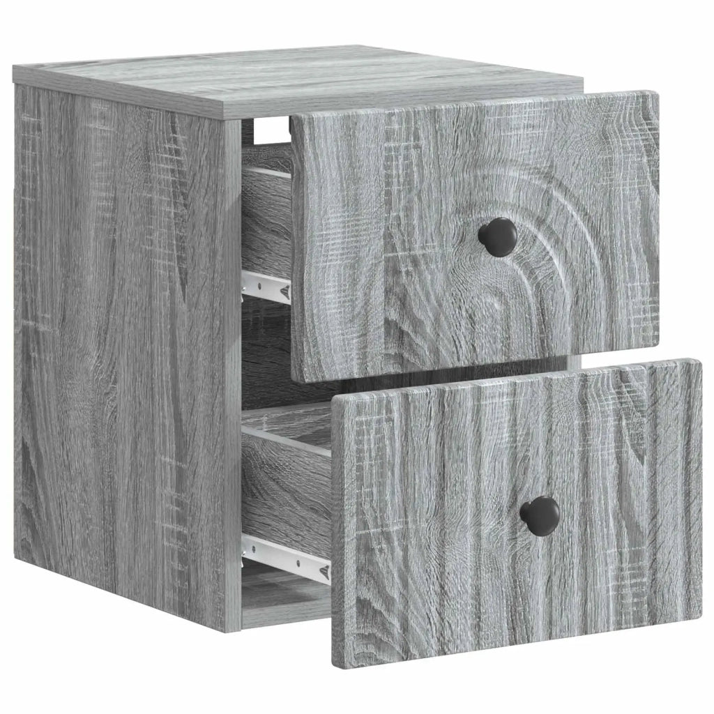 Comodino | Armadio da Notte | Mobiletto da notte a muro Grigio Sonoma 33 x 34,5 x 40 cm