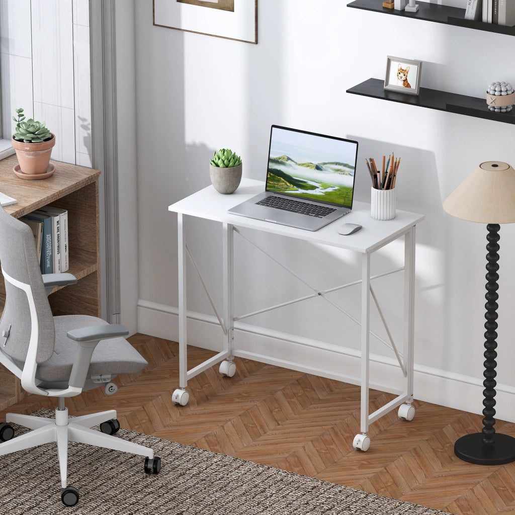 Scrivania pieghevole con ruote ¨C Xylo ¨C bianco 80x40 cm