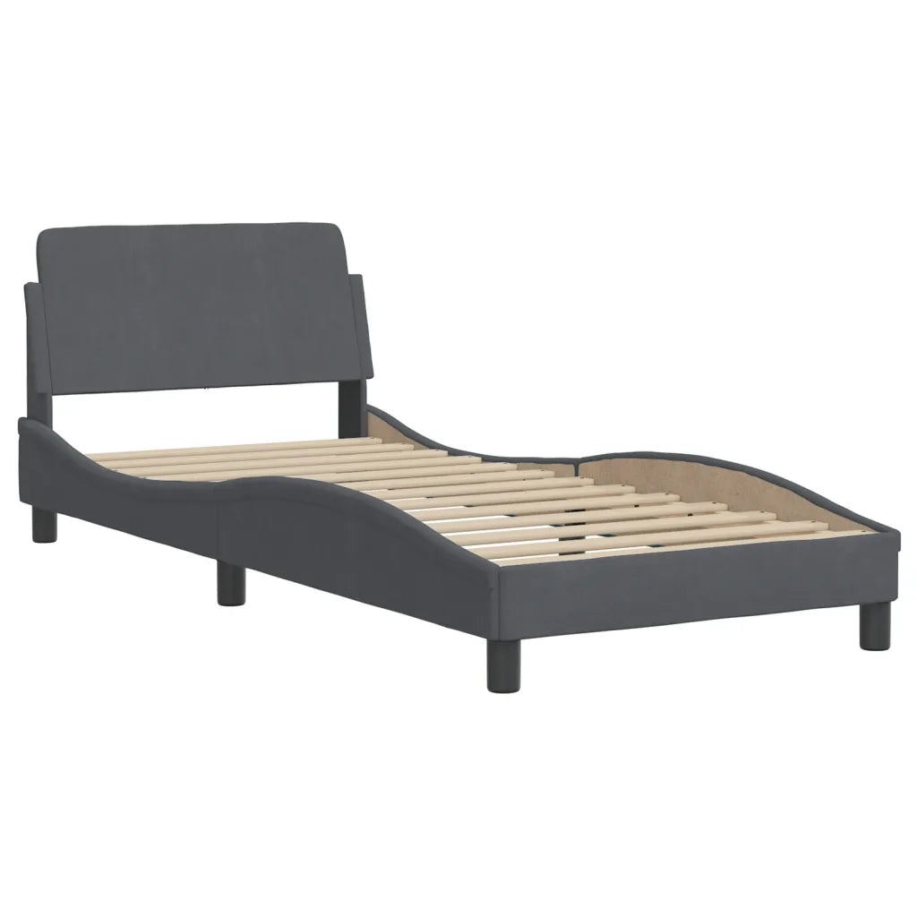 Giroletto con LED senza Materasso-Struttura Letto Hanko Grigio Scuro 80x200 cm in Velluto