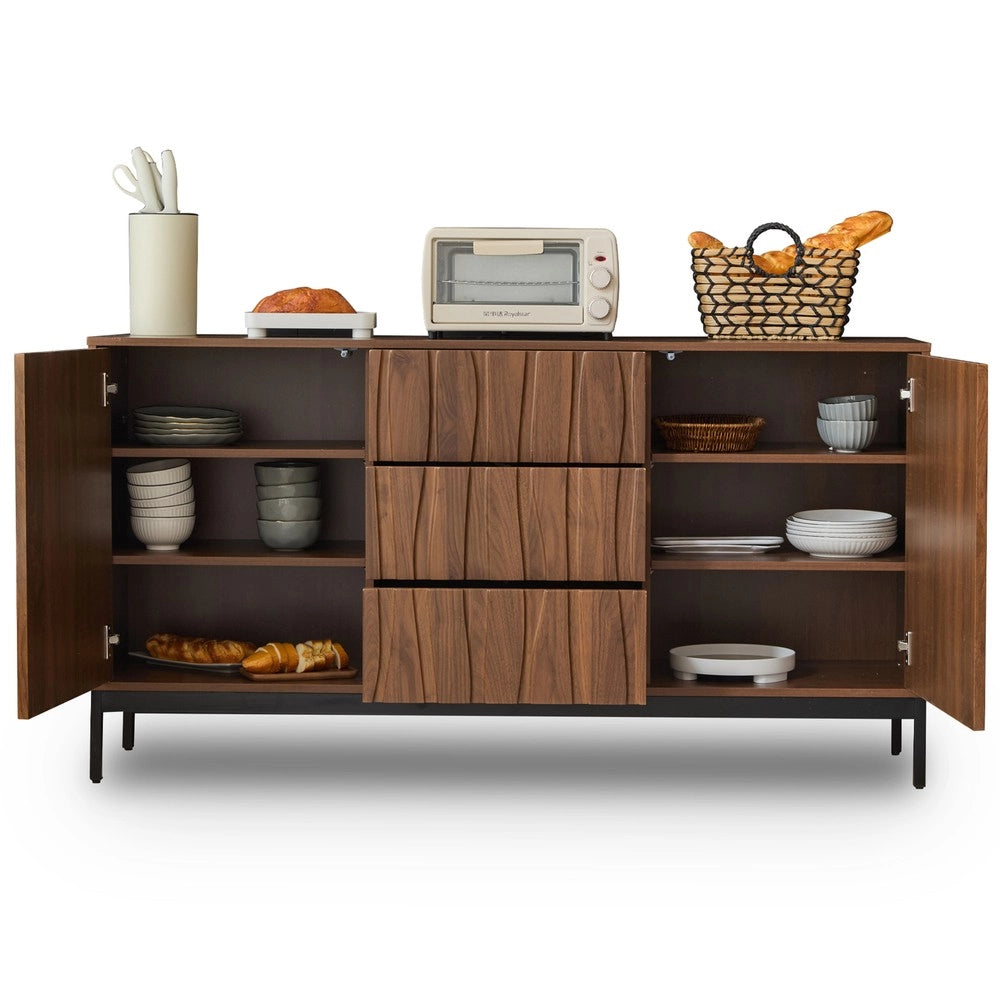 Credenza 150cm ¨C Xylo ¨C Rovere Scuro, 3 Cassetti, Legno, Soggiorno, Ingresso
