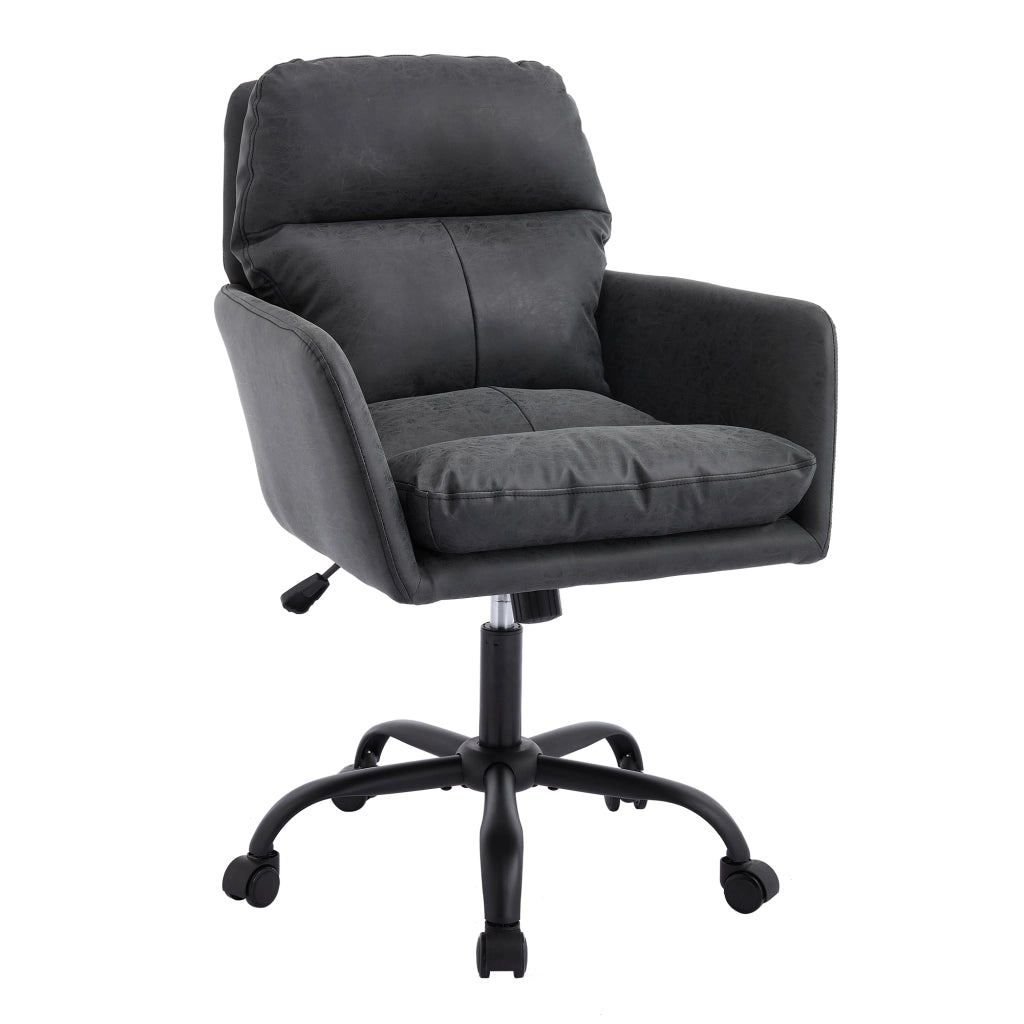 Sedia da Ufficio ¨C MINIMAL ¨C Ecopelle Nera, Altezza Regolabile