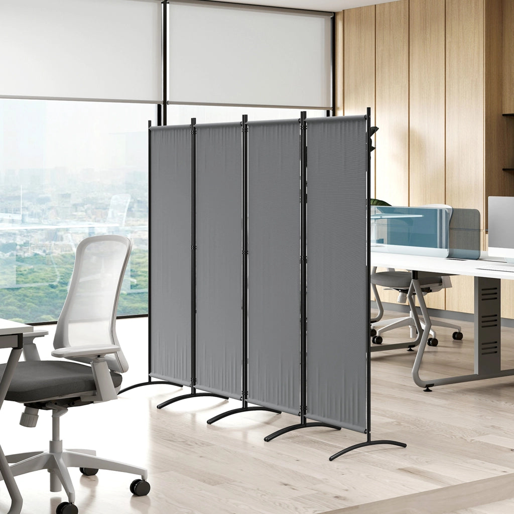 Paravento Pieghevole 4 Pannelli ¨C Minimal ¨C Grigio Scuro 221x50x172cm