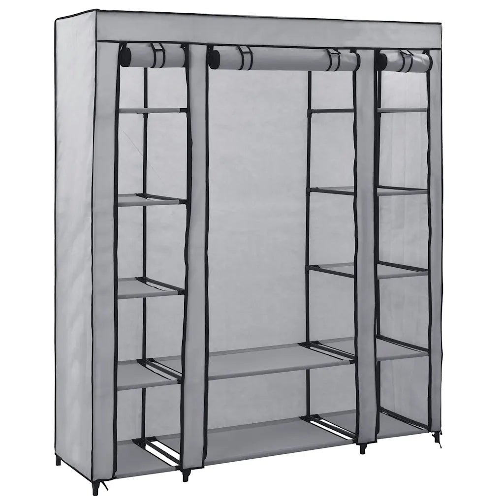 Armadio con Scomparti e Aste Grigio 150x45x176 cm in Tessuto 282436