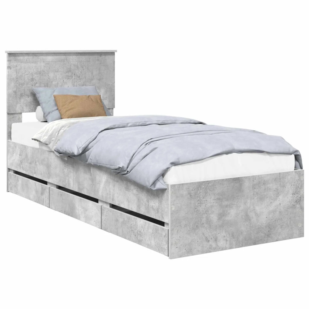 Struttura del letto con cassetto Grigio cemento 75 x 190 cm 3410759