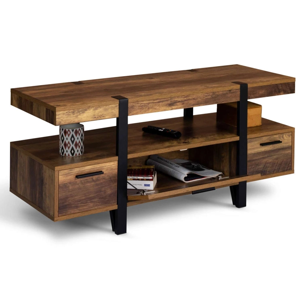 IDMarket - AUSTRIA Porta TV con gambe a spillo in legno da 113 cm con cassetti