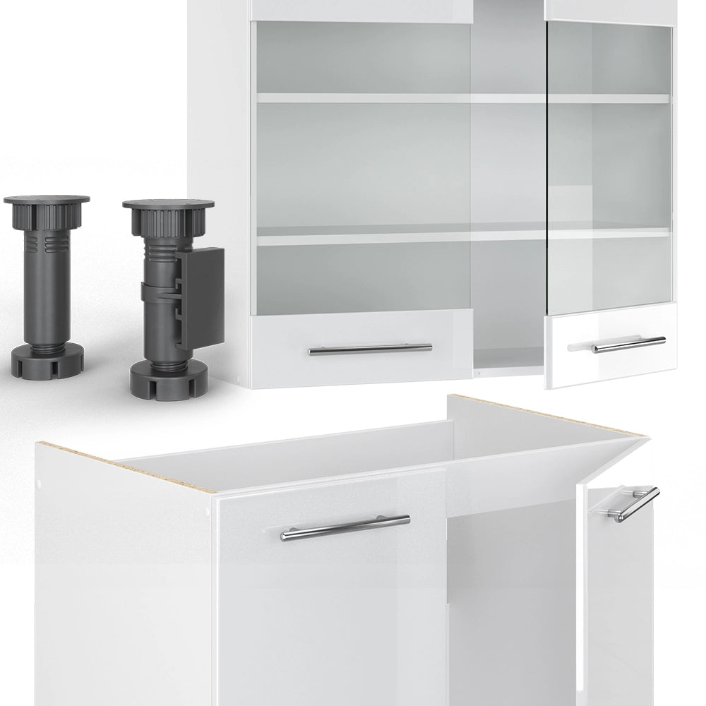 Cucina componibile Fame-Line Bianco lucido/Bianco 240 cm, PL Antracite Vicco