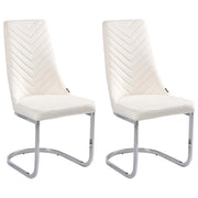Set di 2 sedie da pranzo in velluto bianco sporco senza braccioli con schienale alto sedia a sbalzo da soggiorno
