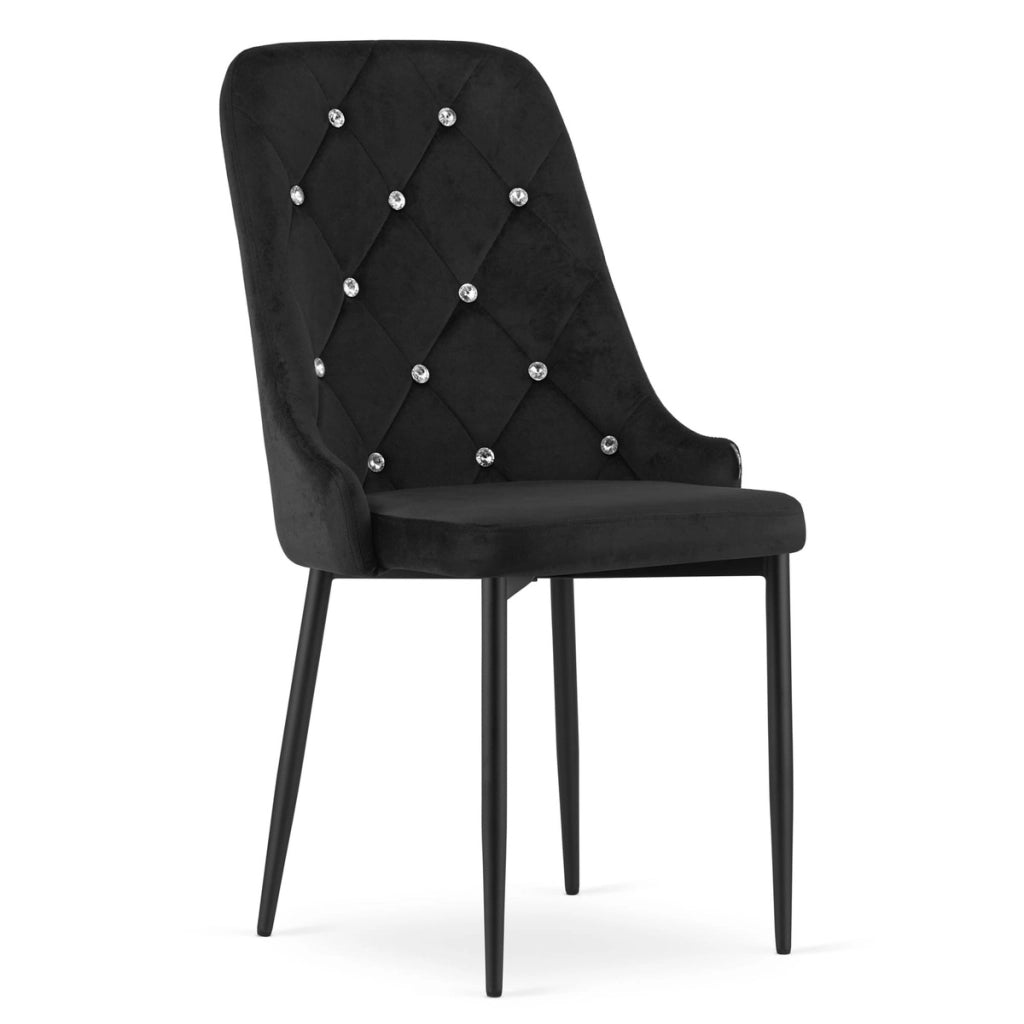 Sedia Amore in velluto nero con cristalli decorativi