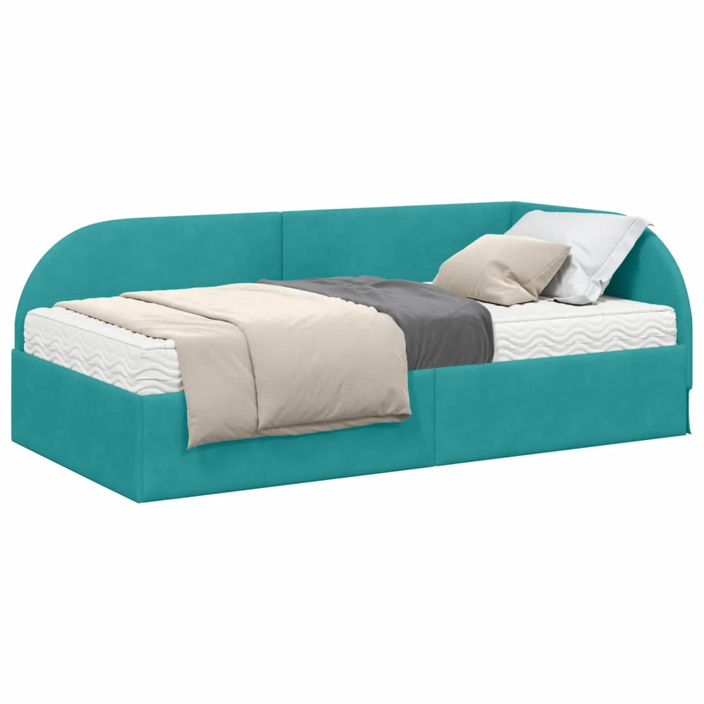 Struttura Letto Angolare con Materasso 2 pcs Turchese Velluto 3394212