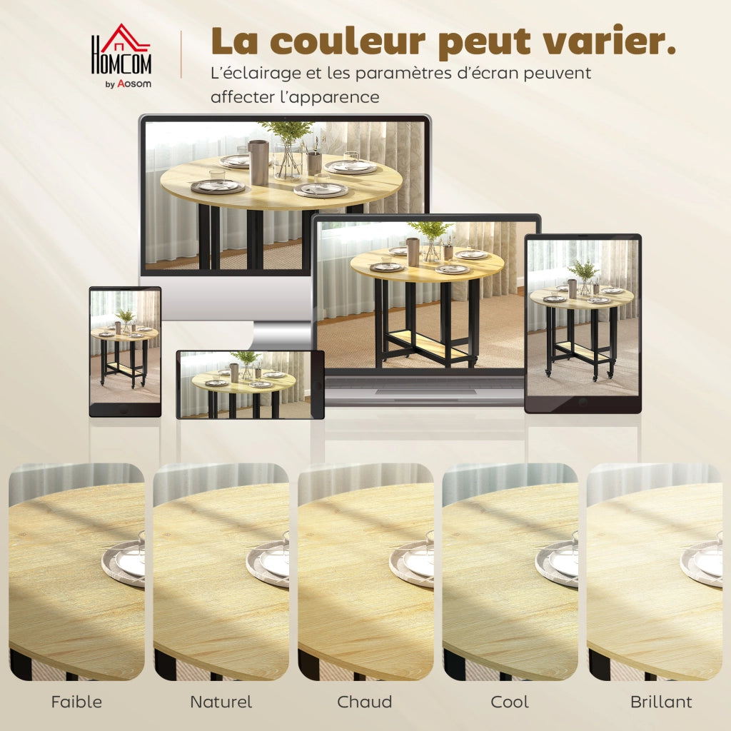 Tavolo da pranzo pieghevole con ruote e ripiano integrato ¨C Xylo ¨C 4 persone 100x100x75 cm quercia