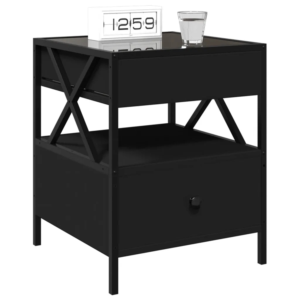 Tavolino da Salotto con LED-Tavolino da soggiorno Nero 40x40x30 cm
