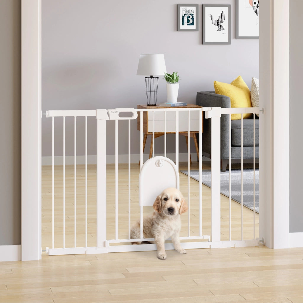 Cancelletto di sicurezza per scale e porte ¨C Xylo ¨C bianco acciaio 75-131x76 cm