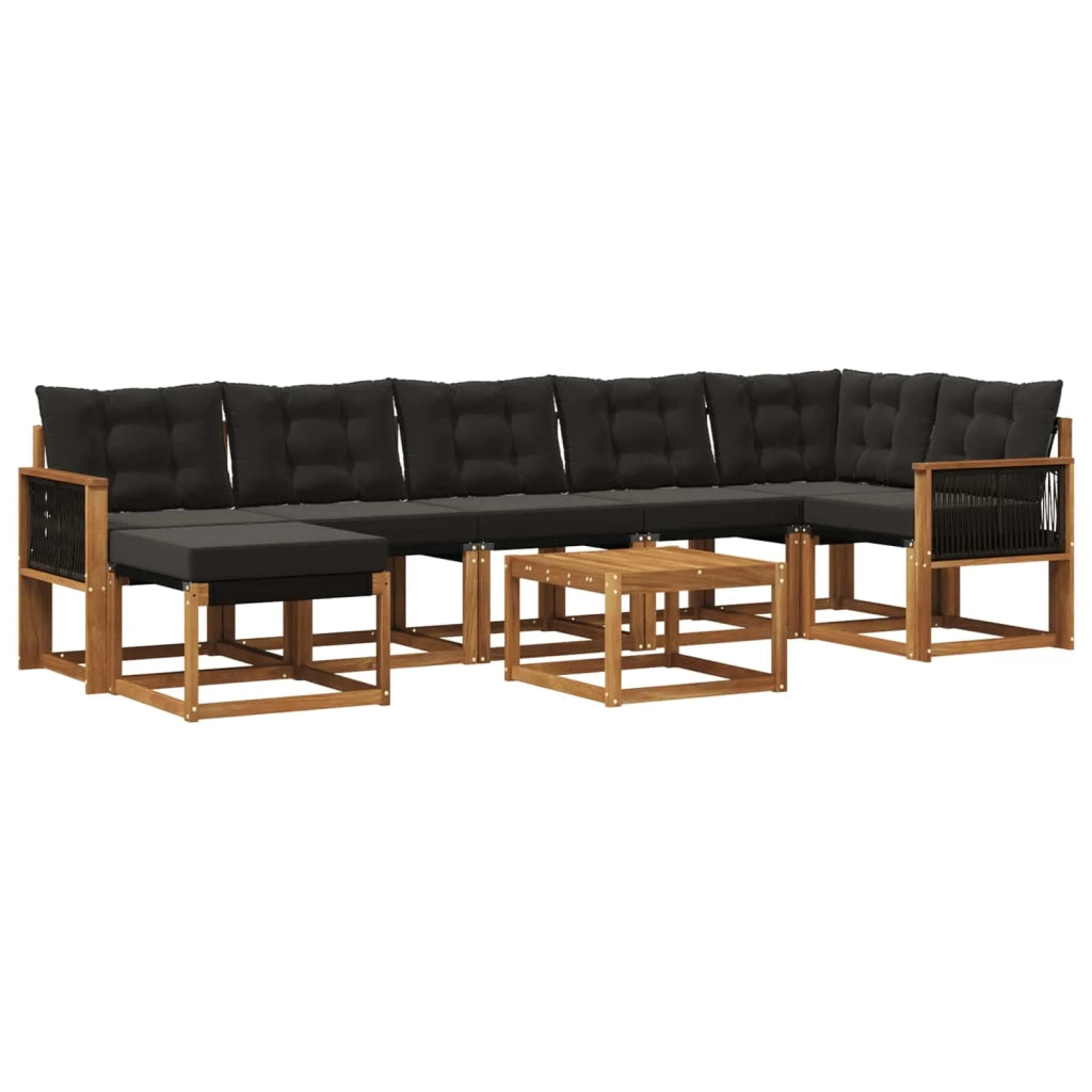Set di divani da esterno con cuscino 8 pcs Naturale e Nero 3382112