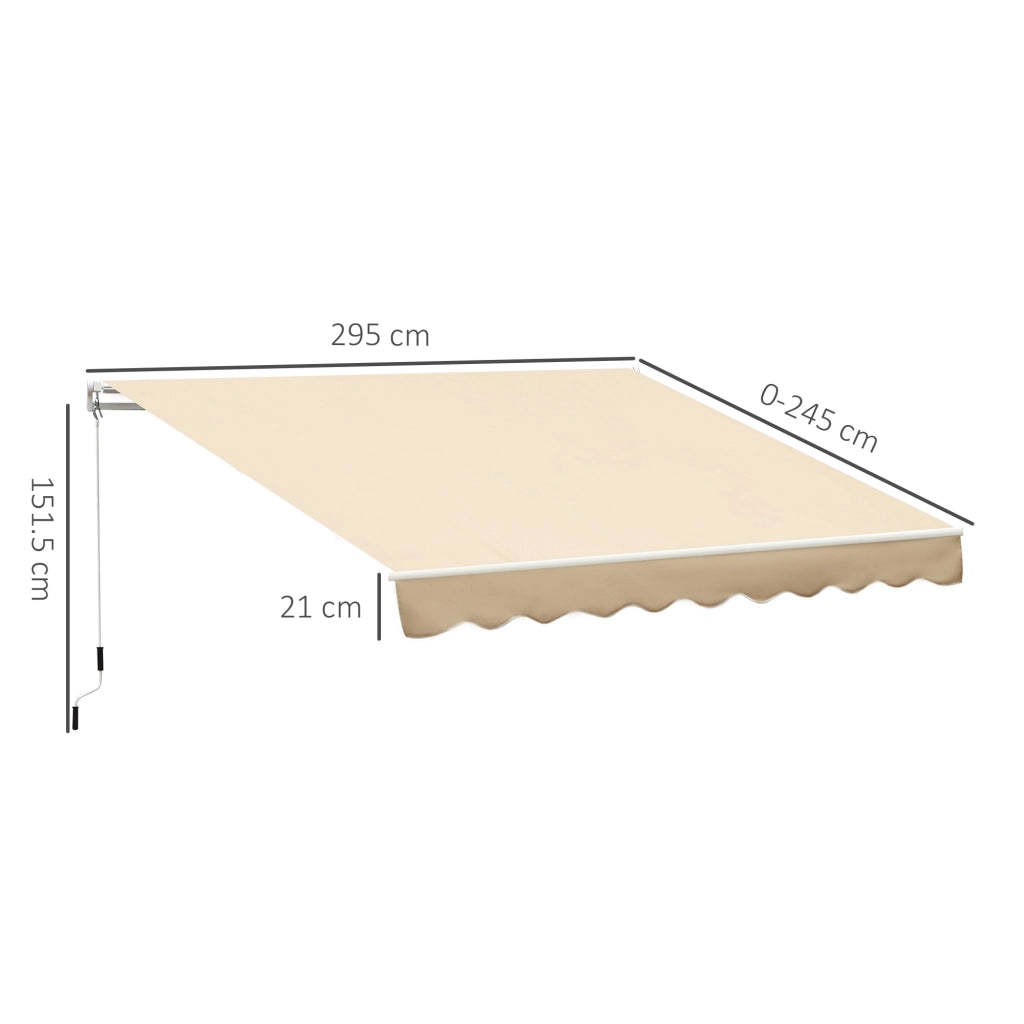 Tenda da Sole Avvolgibile ¨C zephmum ¨C Alluminio Poliestere Beige 3x2.5m