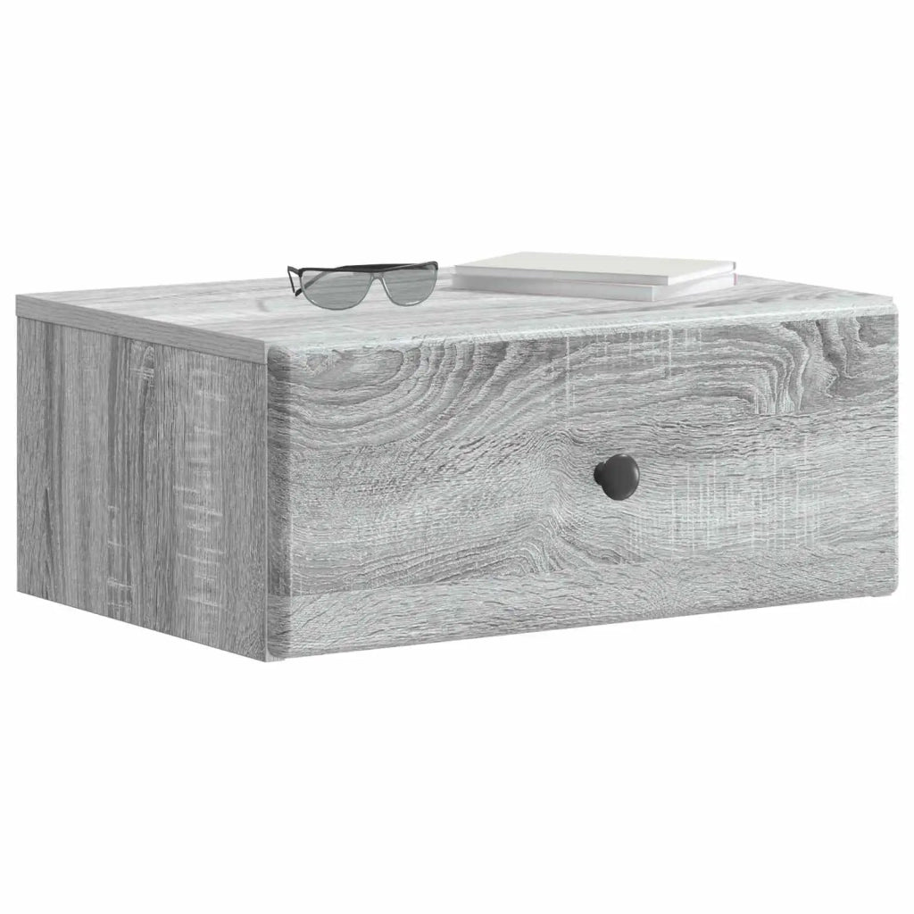 Set di 2 Comodini | Armadio da Notte | Mobiletto da notte a muro Grigio Sonoma 49 x 34,5 x 20 cm