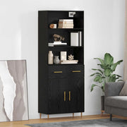 Credenza-Buffet-Armadio da cucina Rovere Nero 69,5 x 34 x 180 cm Legno multistrato 829834