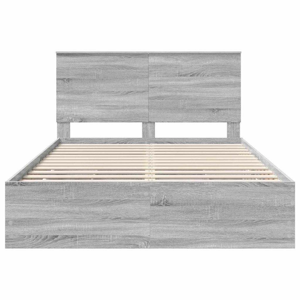 Letto matrimoniale | Letto per adulti | Struttura del letto con cassetto Grigio Sonoma 150 x 200 cm