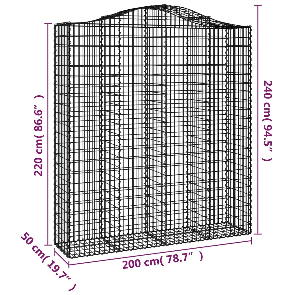 Cesti Gabbioni ad Arco 2 pz 200x50x220/240 cm Ferro Zincato 3145766