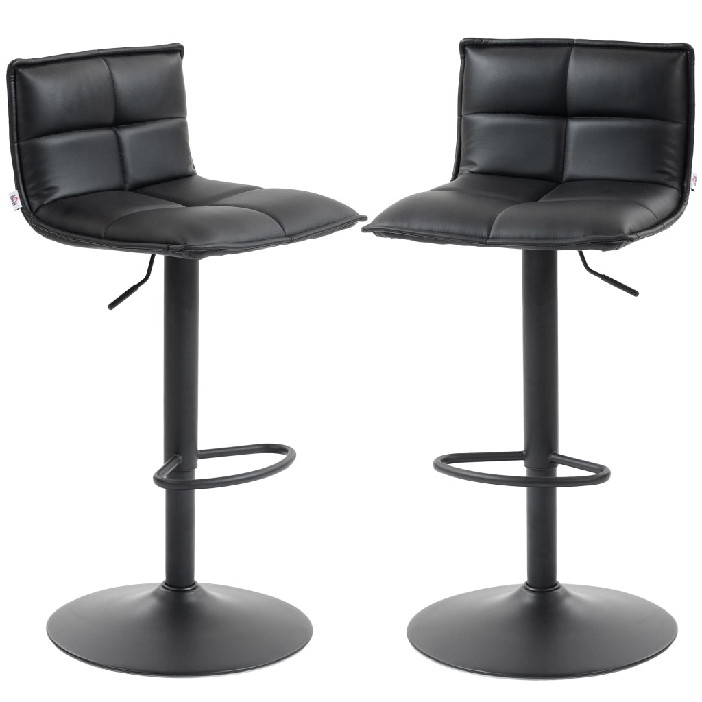 Sgabello da Bar Regolabile ¨C Xylo ¨C Set 2 Pezzi Seduta Girevole PU Nero 44x45x85-106cm