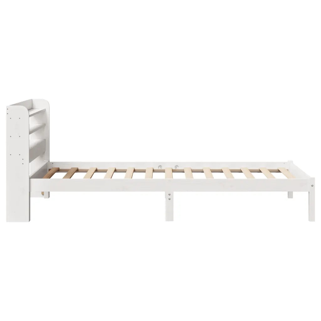 Letto singolo | Letto per adulti | Giroletto senza Materasso Bianco 100x200 cm Legno Massello Pino