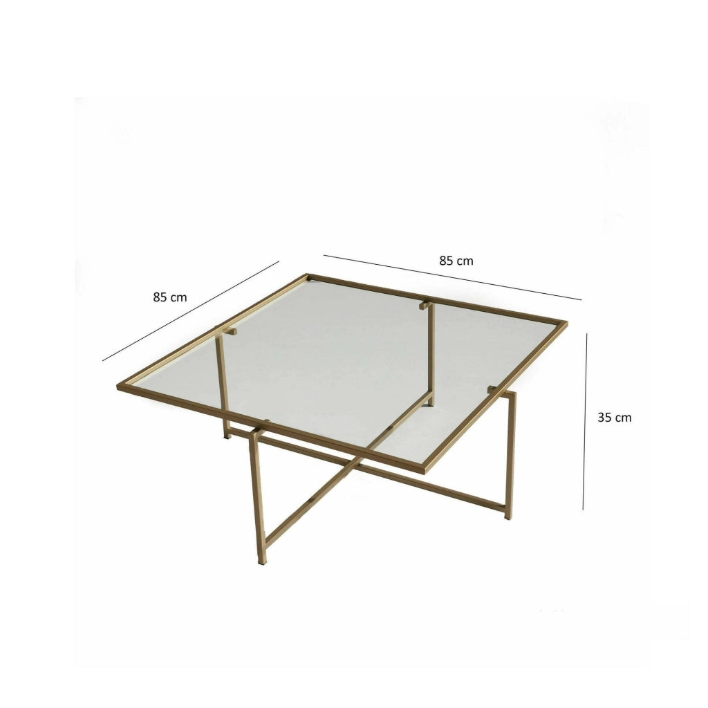 Mascate, Tavolino da Salotto Cassetti, 85x85x35h cm oro
