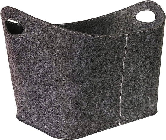 Sostegno di legno - Deposito di legna XXL - Manico di legno - Spessore extra - Velluto - Grigio - Manico per legna da ardere - Maniglie rinforzate - Grande