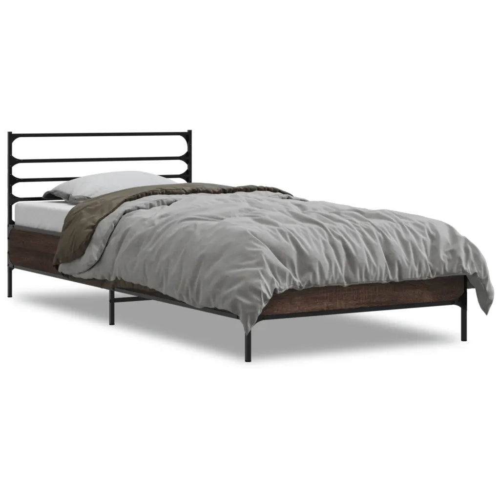 Giroletto-Struttura Letto Rovere Marrone 75x190 cm Legno Multistrato e Metallo 918972