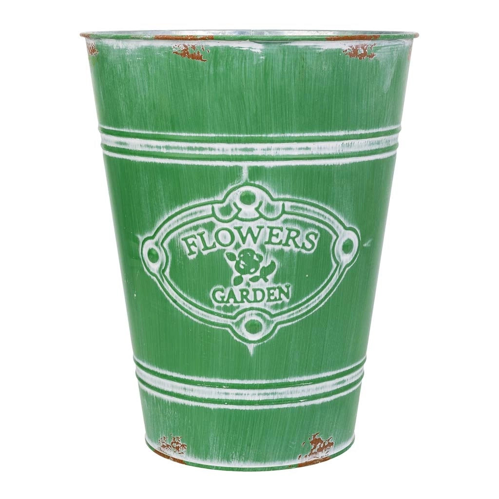 Vaso in metallo verde d20,5x25h b:13