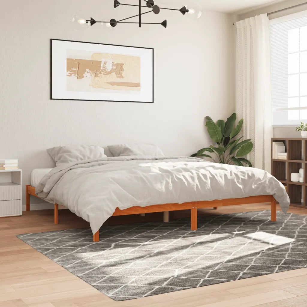 Giroletto senza Materasso-Struttura Letto Marrone Cera 200x200 cm Legno di Pino 269565