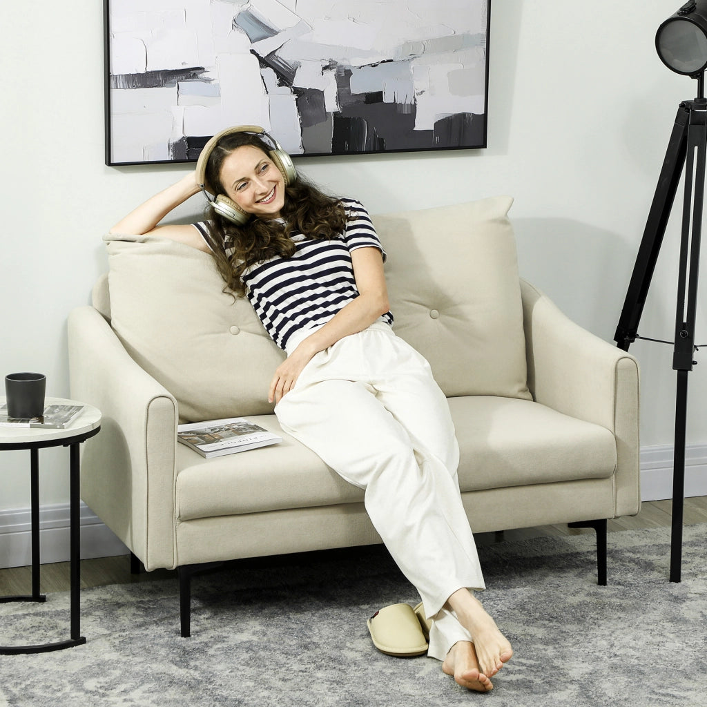 Divano 2 posti imbottito ¨C Minimal ¨C crema metallo