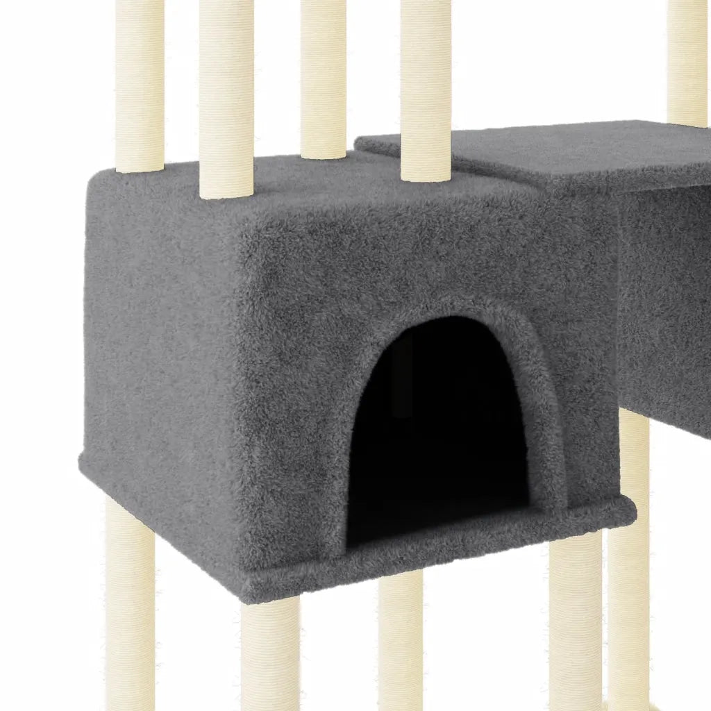 Albero per Gatti con Tiragraffi in Sisal Grigio Scuro 199 cm CFW6320211