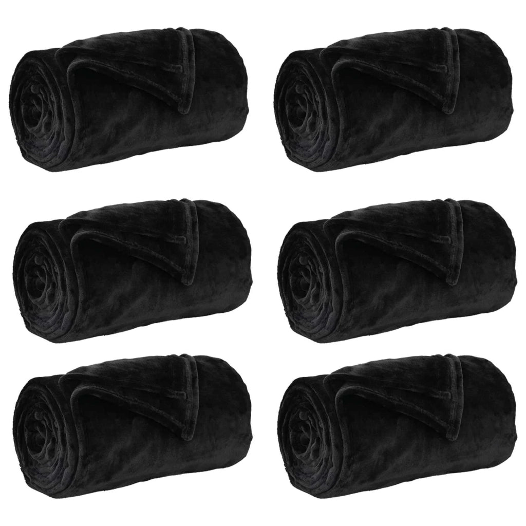 Coperte da Pile 6 pz Nero 240 x 270 cm Panno
