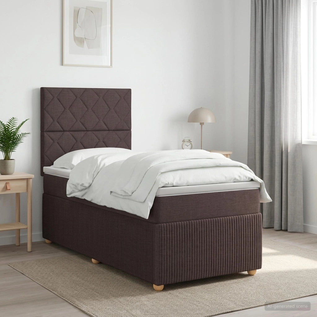 Letto box spring con materasso Marrone Scuro 90 x 190 cm 3454294