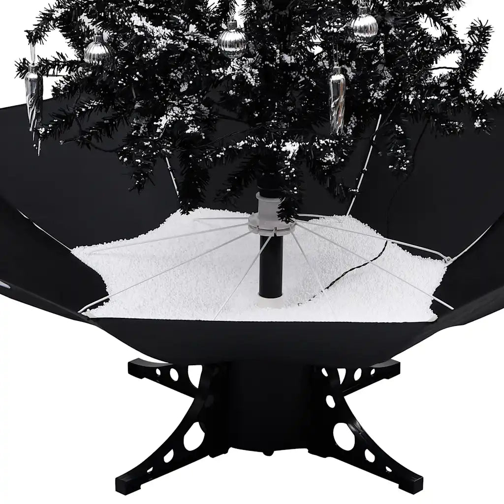 Albero di Natale | Decorazioni natalizie con Nevicata e Base ad Ombrello Nero 170cm PVC